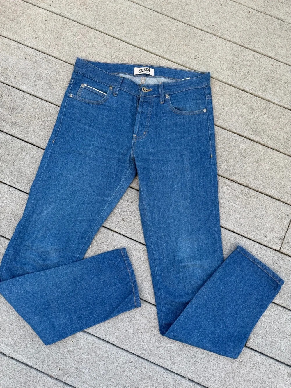 Naked & Famous Clear Blue Selvedge Super Guy Jeans Size 33